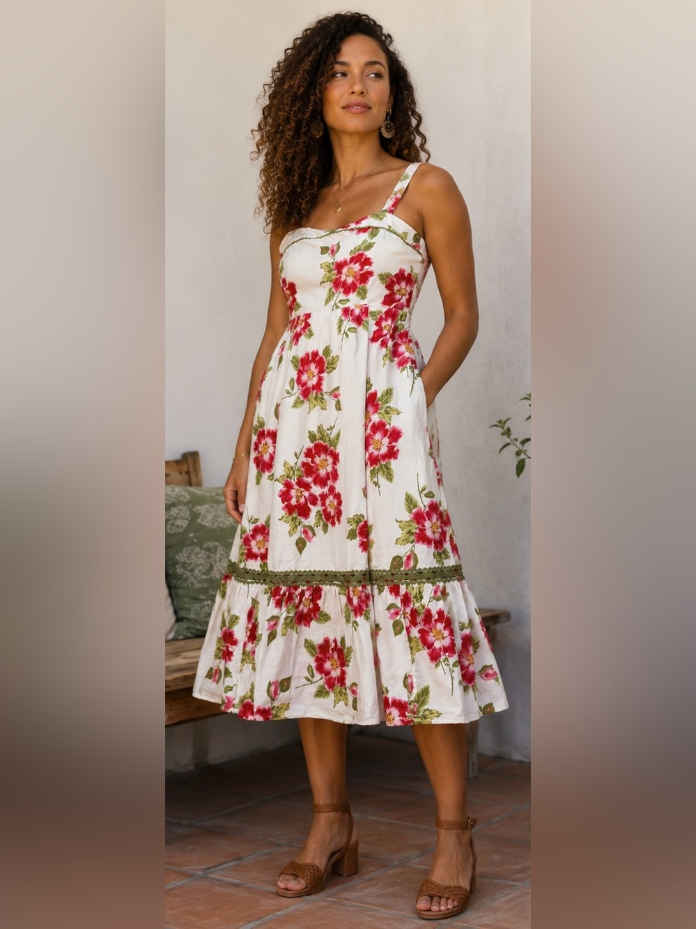 Lauren Conrad | Midi Hibiscus Sundress | Size M | EUC | Floral | Vacation | Soft